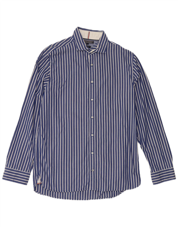 Tommy Hilfiger Mens Shirt Large Blue Striped Cotton