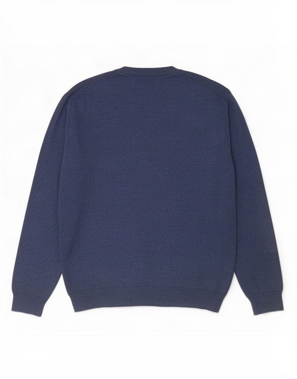 Gant Mens V-Neck Jumper Sweater XL Navy Blue Cotton