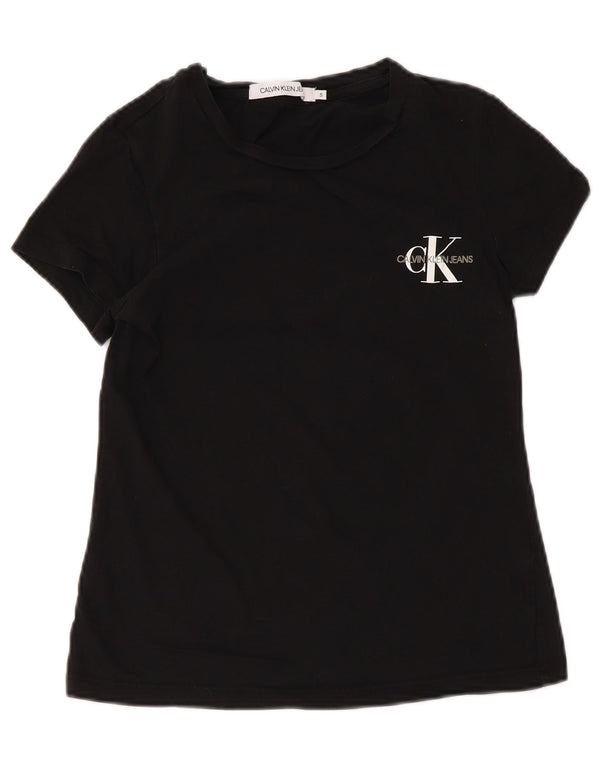 Calvin Klein Jeans Womens Graphic T-Shirt Top UK 8 Small Black