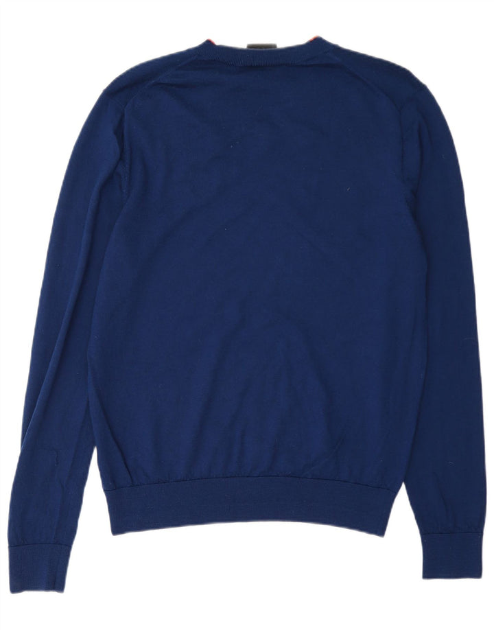 Paul Smith Mens V-Neck Jumper Sweater Medium Navy Blue Wool