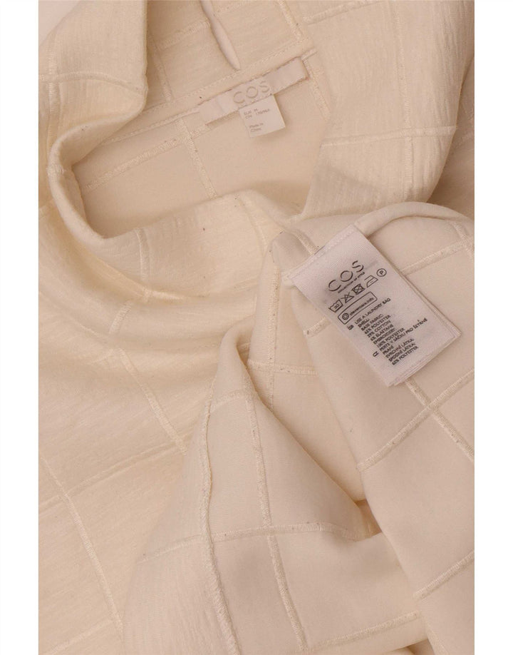 Cos Womens Top Long Sleeve UK 14 Medium White Check Polyester