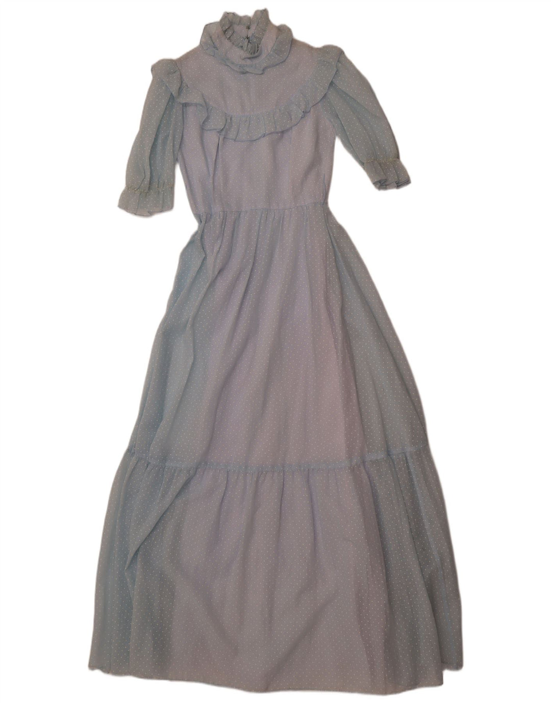 JOHN BENTLEY Womens Ruffle Front Maxi Dress UK 12 Medium  Blue Spotted