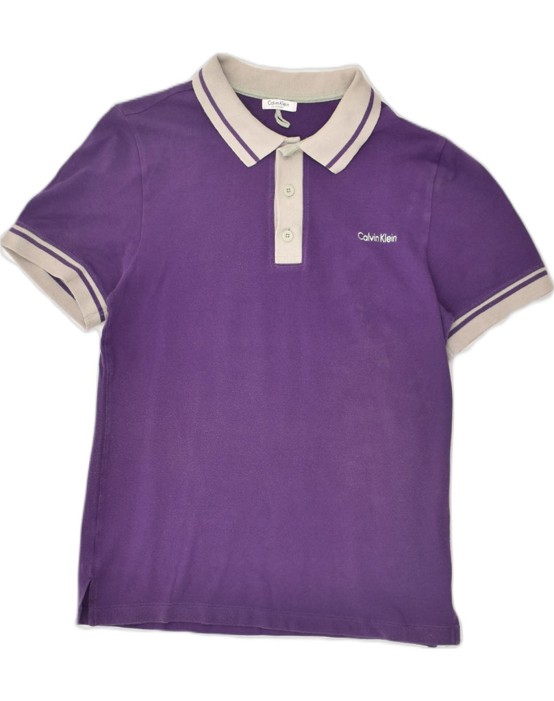 CALVIN KLEIN Mens Polo Shirt Medium Purple Cotton | Vintage Calvin Klein | Thrift | Second-Hand Calvin Klein | Used Clothing | Messina Hembry 