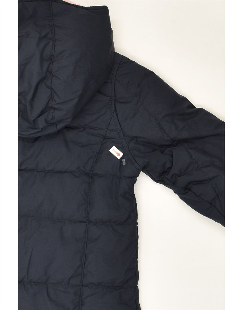 BENETTON Girls Graphic Hooded Padded Coat 3-4 Years XS Navy Blue Polyamide | Vintage Benetton | Thrift | Second-Hand Benetton | Used Clothing | Messina Hembry 