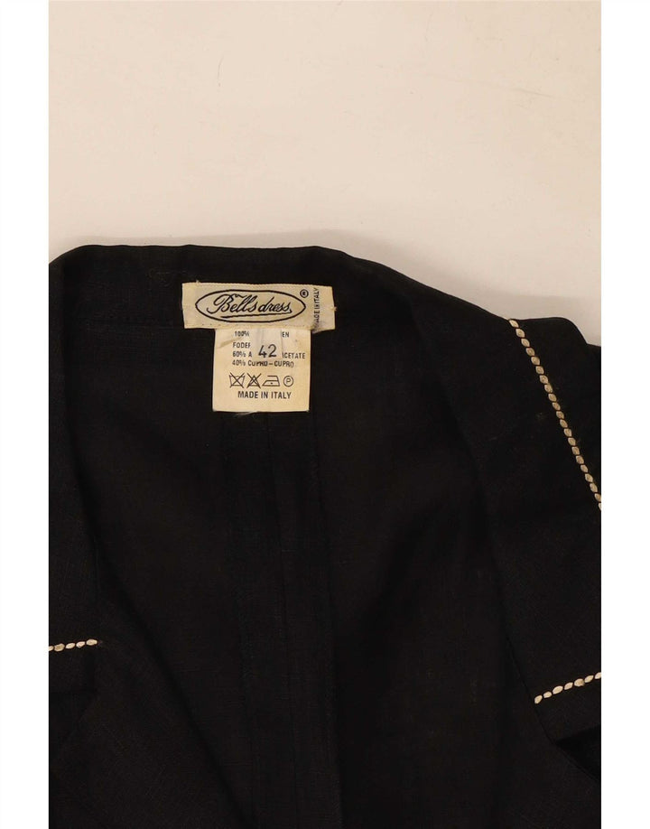 Vintage Womens A-Line Dress IT 42 Medium Black Linen