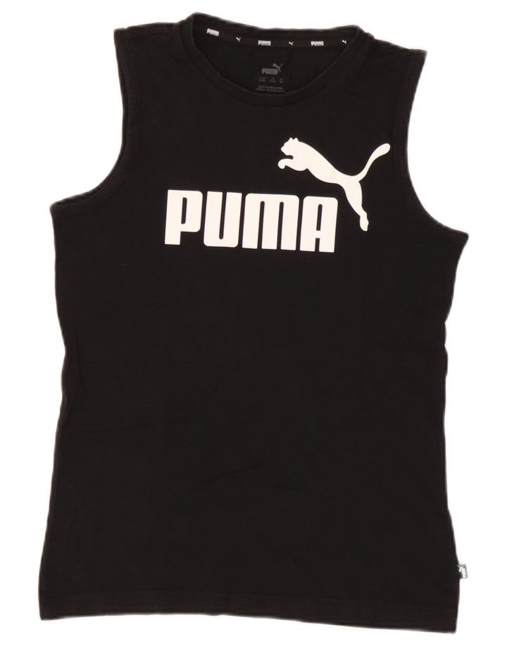 Puma Boys Graphic Vest Top 13-14 Years Black Cotton