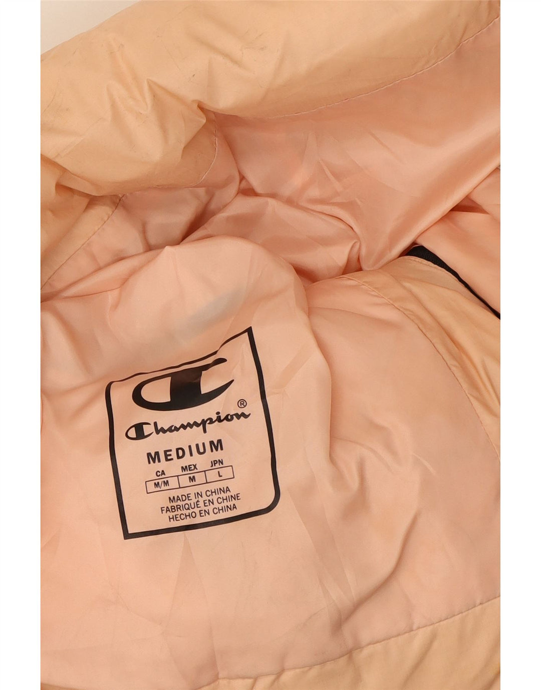 CHAMPION Womens Padded Jacket UK 14 Medium Pink Colourblock Polyester Vintage Champion and Second-Hand Champion from Messina Hembry 