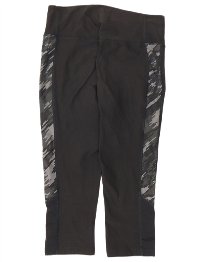 Nike Womens Dri Fit Capri Leggings UK 10 Small  Black Camouflage Polyester