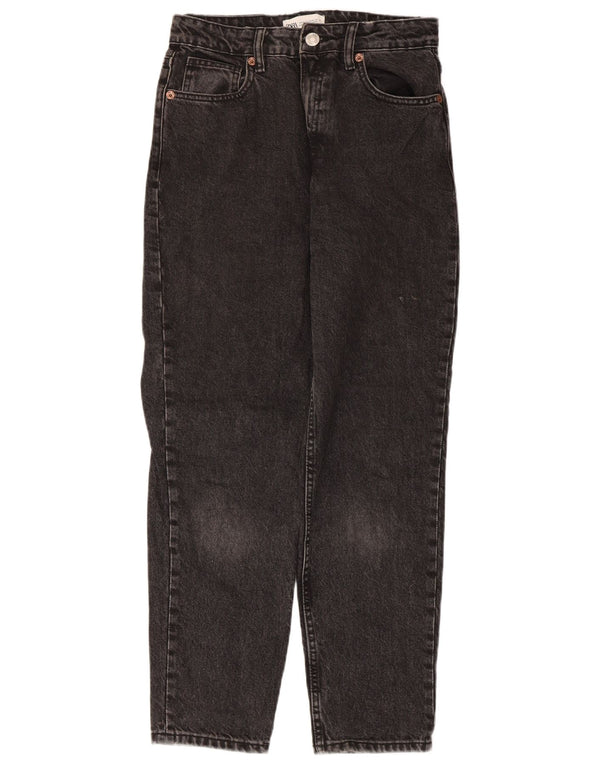 Zara Womens High Waist Tapered Jeans EU 38 Small W28 L27 Black Cotton