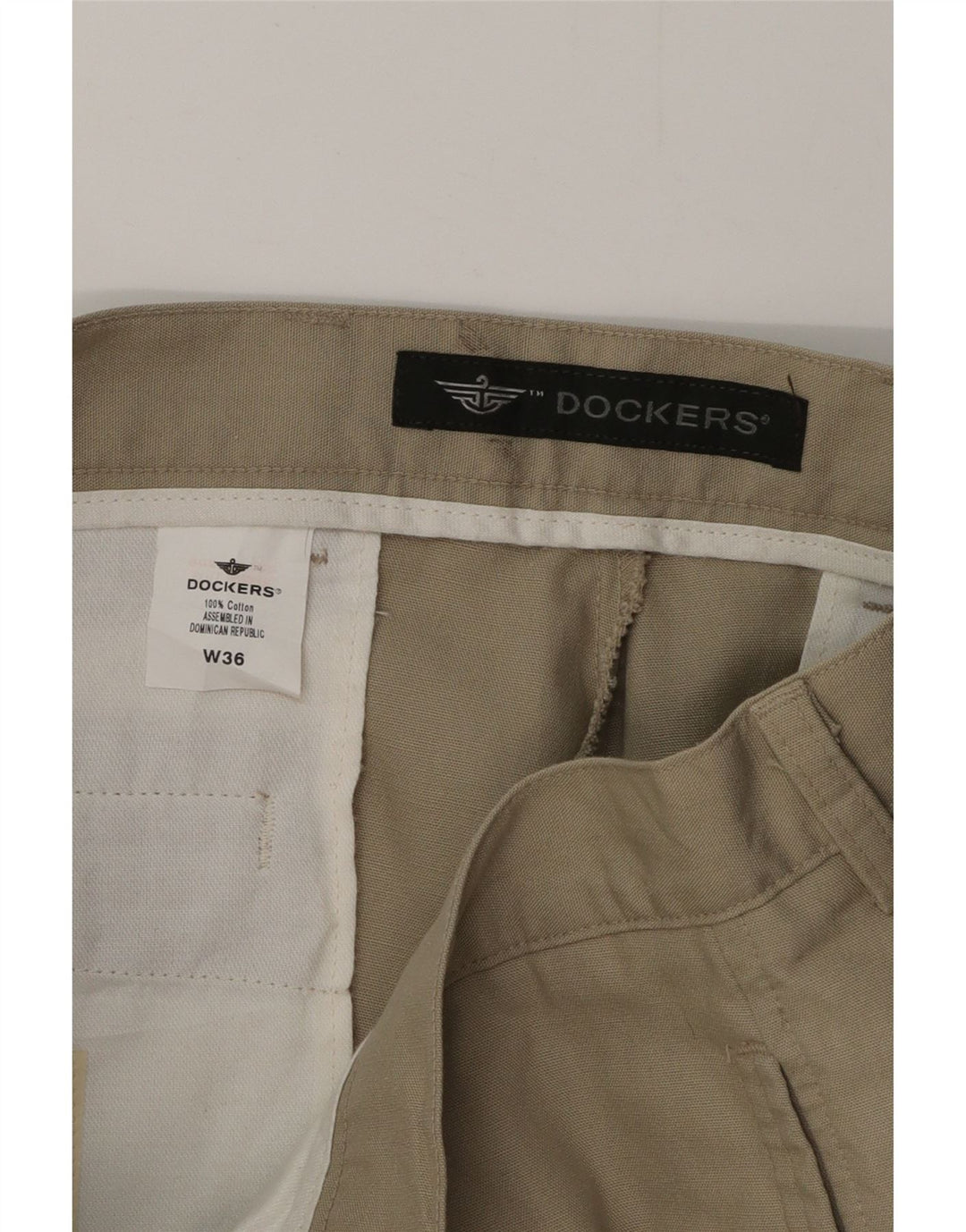 DOCKERS Mens Chino Shorts W36 Large Beige Cotton