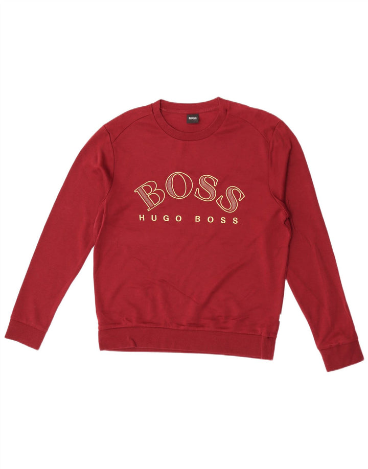 Hugo Boss Mens Graphic Sweatshirt Jumper Medium Burgundy