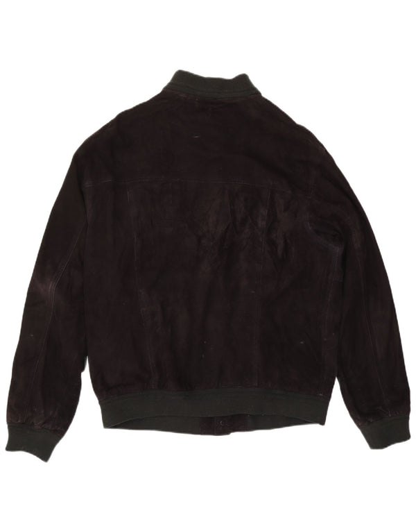 Vintage Mens Suede Bomber Jacket IT 50 Large Black Leather