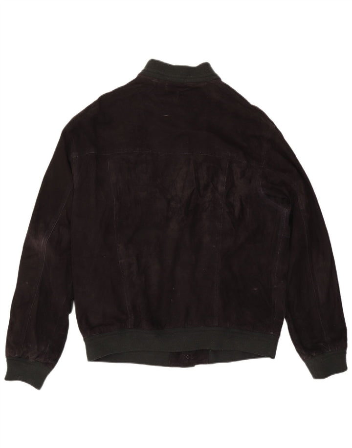 Vintage Mens Suede Bomber Jacket IT 50 Large Black Leather