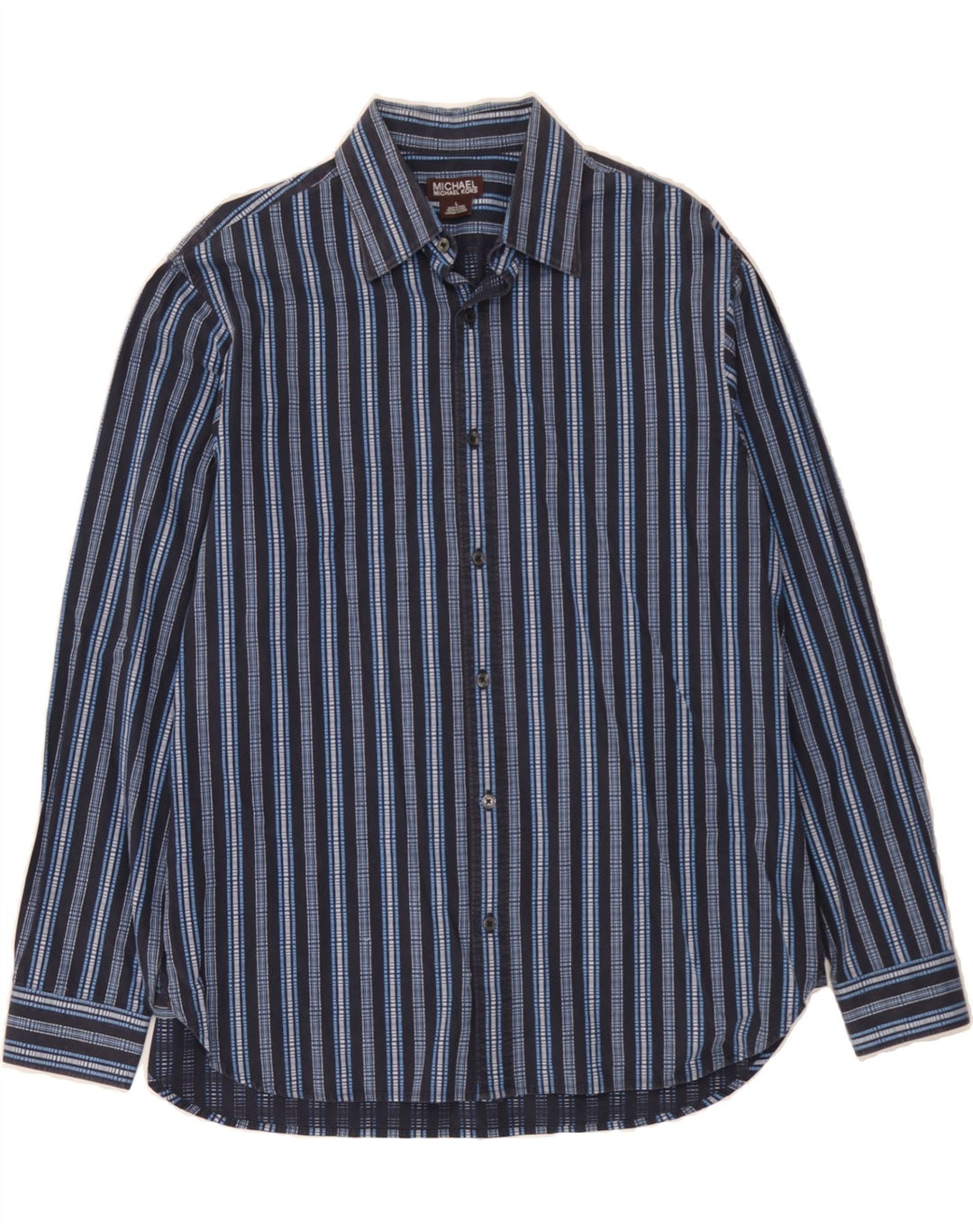 MICHAEL KORS Mens Shirt Large Navy Blue Striped Cotton Vintage Michael Kors and Second-Hand Michael Kors from Messina Hembry 