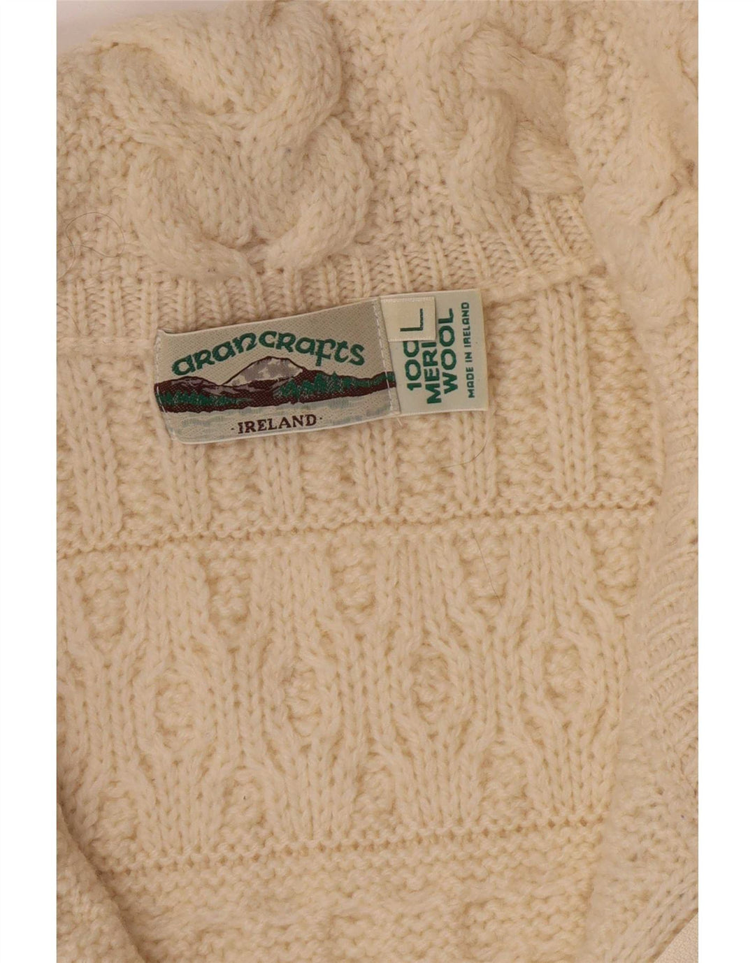Aran Crafts Womens Full Zip Cardigan Sweater UK 16 Large Off White