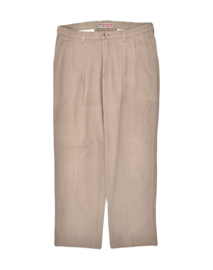 LEE Mens Classic Fit Straight Chino Trousers W36 L32 Beige Cotton | Vintage Lee | Thrift | Second-Hand Lee | Used Clothing | Messina Hembry 