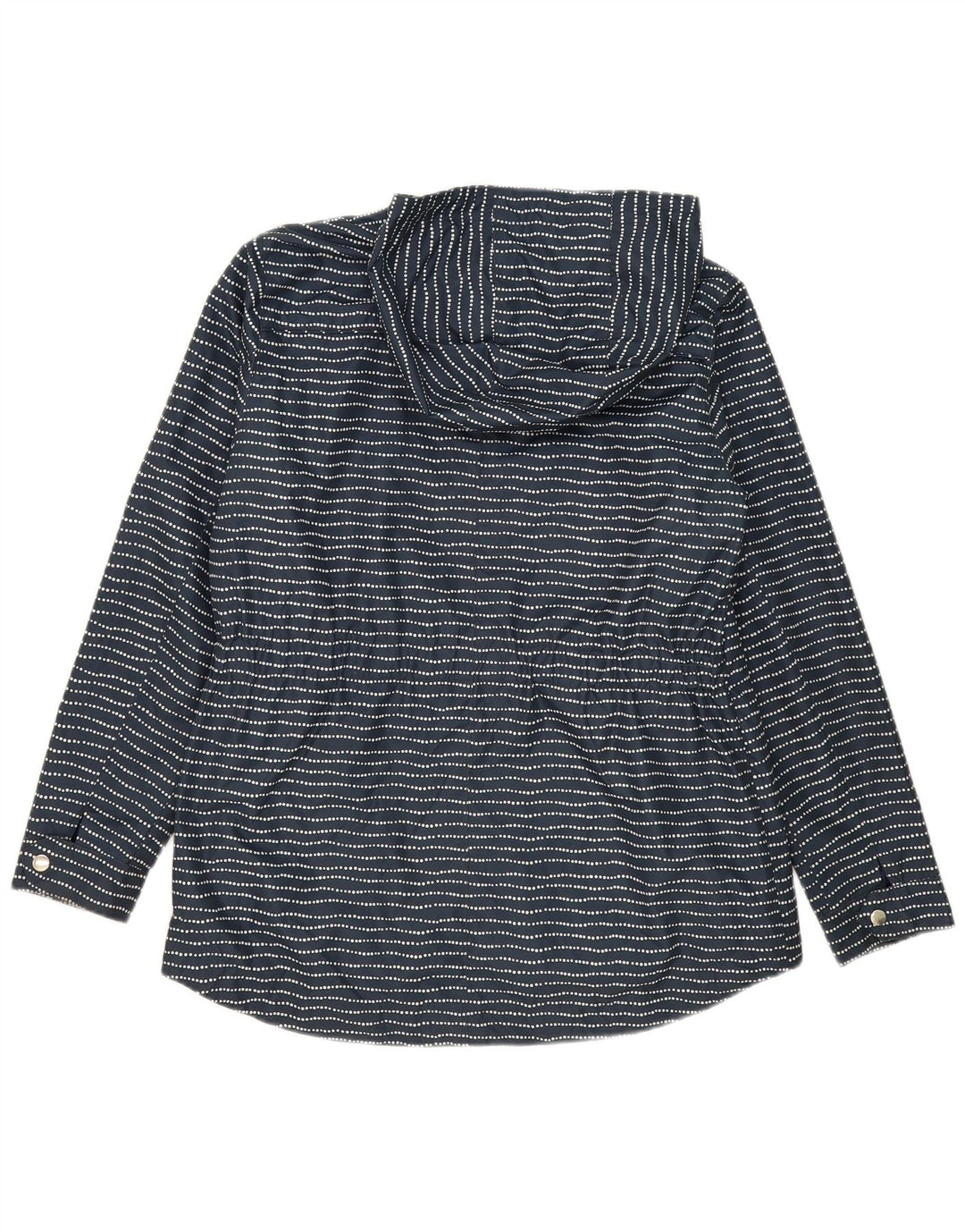 PACO Womens Hooded Rain Jacket UK 14 Large Navy Blue Striped Polyester