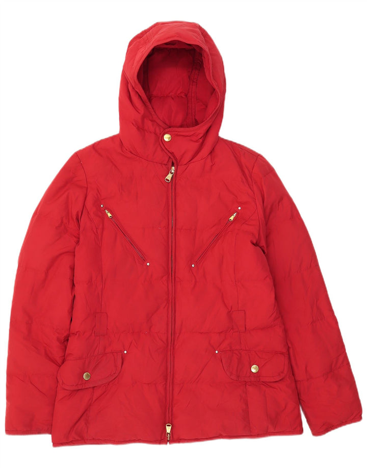 Ralph Lauren Womens Hooded Padded Jacket UK 12 Medium Red Polyester