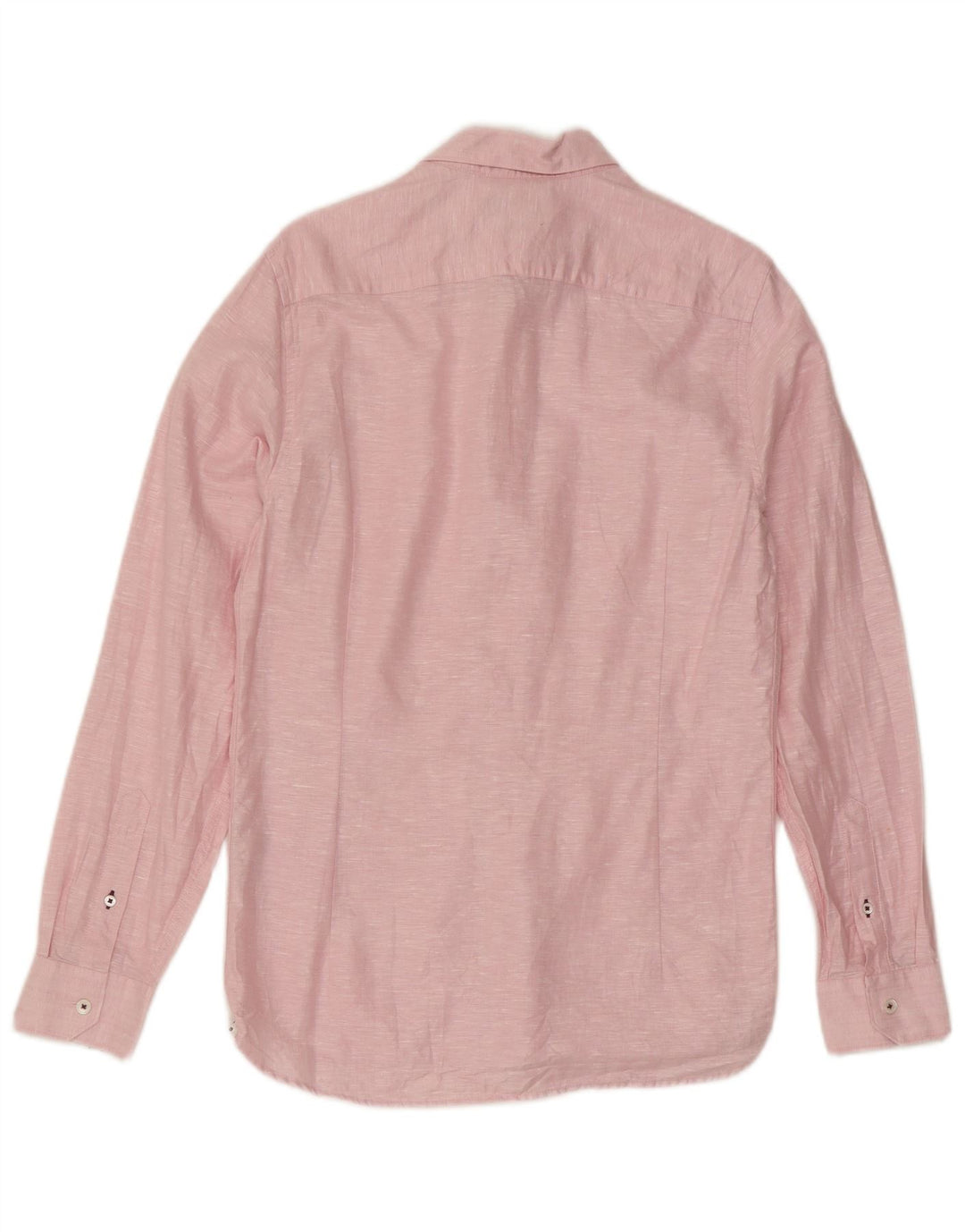 Ted Baker Mens Shirt Size 2 Small Pink Flecked Linen