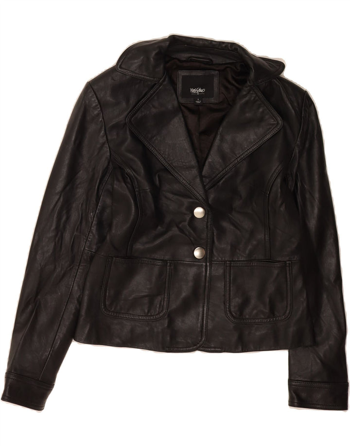 MOSSIMO Womens Leather Jacket UK 10 Small Black Leather Vintage Mossimo and Second-Hand Mossimo from Messina Hembry 