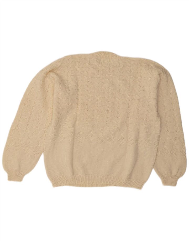 Vintage Mens Crew Neck Jumper Sweater Large Off White
