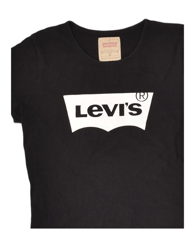 LEVI'S Girls Graphic T-Shirt Top 11-12 Years Black Cotton | Vintage Levi's | Thrift | Second-Hand Levi's | Used Clothing | Messina Hembry 