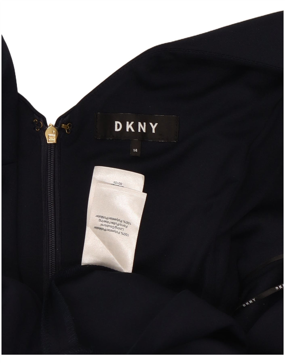 Dkny Womens Sleeveless A-Line Dress US 14 XL Navy Blue Polyester