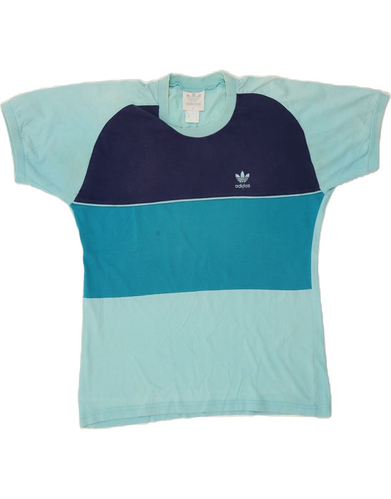 ADIDAS Mens T-Shirt Top XL Blue Colourblock Cotton Vintage Adidas and Second-Hand Adidas from Messina Hembry 