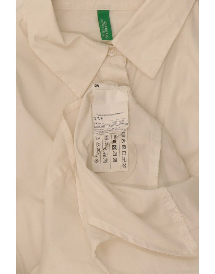 Benetton Womens Shirt UK 10 Small White Cotton