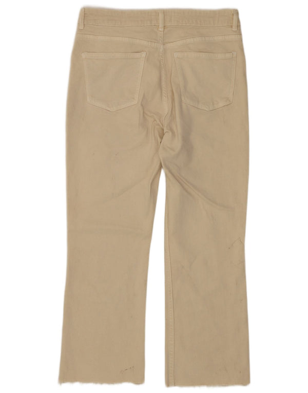 Zara Womens Crop Straight Jeans EU 42 Large W32 L25 Beige Cotton