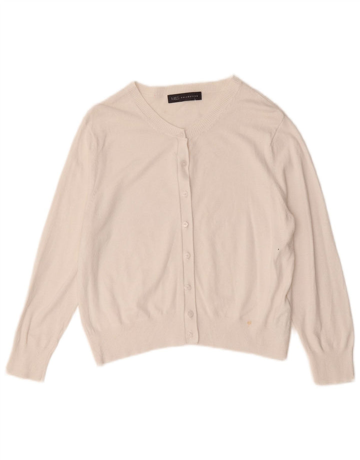 Marks & Spencer Womens 3/4 Sleeve Crop Cardigan Sweater UK 12 Medium White