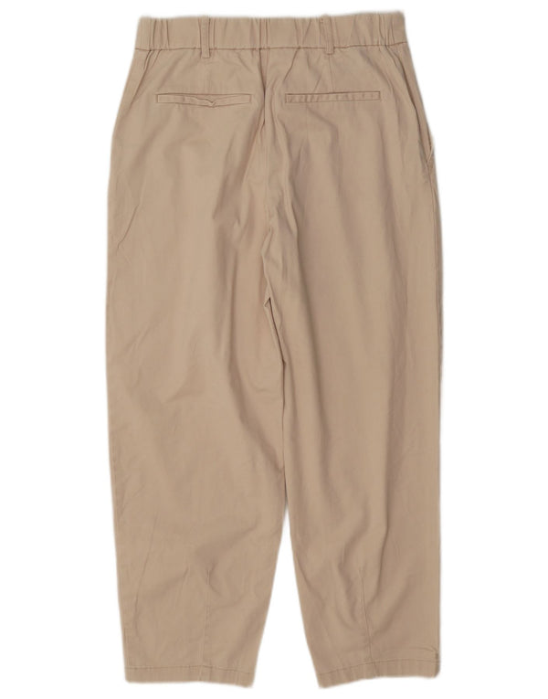 Zara Womens Tapered Cropped Trousers Small W26 L25 Beige Cotton