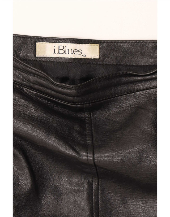 i Blues Womens Leather Skirt IT 42 Medium W28 Black