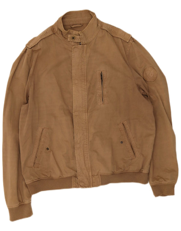 Avirex Mens Bomber Jacket UK 46 2XL Brown Cotton