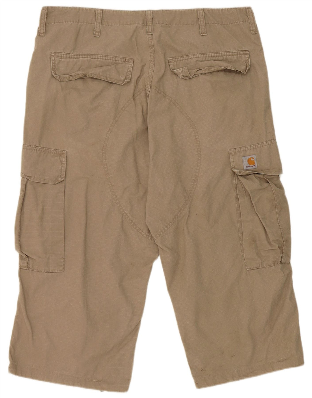 Carhartt Mens Cargo Capri Trousers W36 L20 Beige Cotton