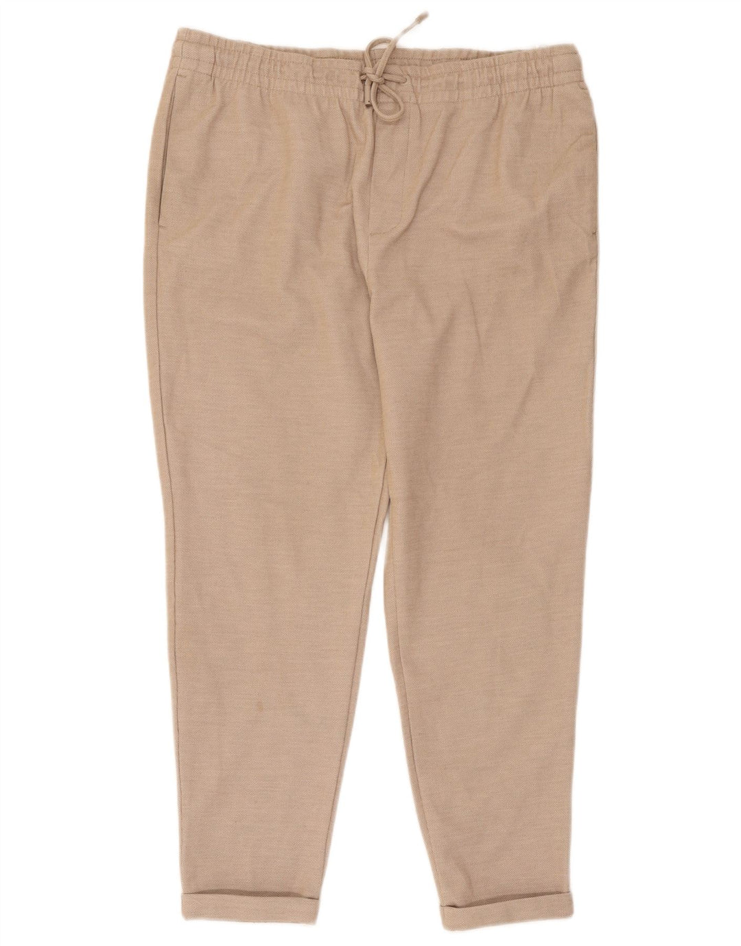 Zara Womens Slim Cropped Trousers XL W34 L26 Beige Polyester