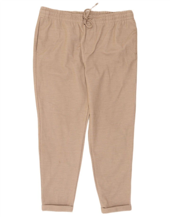 Zara Womens Slim Cropped Trousers XL W34 L26 Beige Polyester