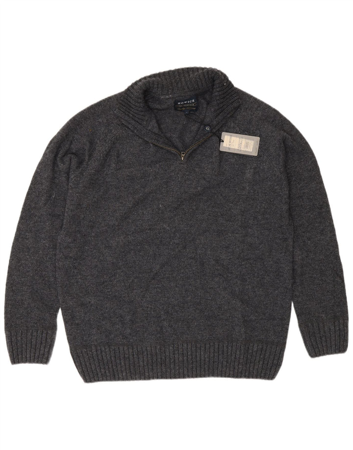 Howick Mens Zip Neck Jumper Sweater Large Grey Wool