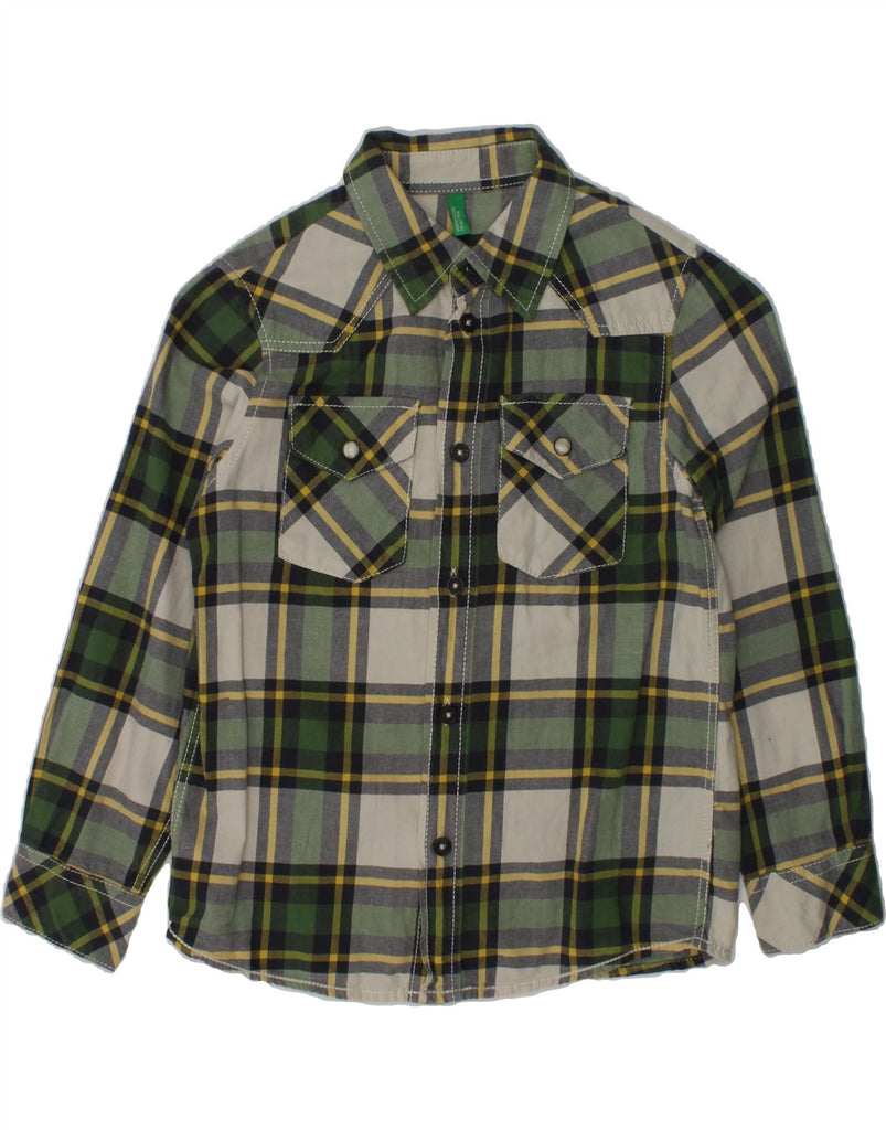 BENETTON Boys Shirt 6-7 Years Green Check | Vintage Benetton | Thrift | Second-Hand Benetton | Used Clothing | Messina Hembry 