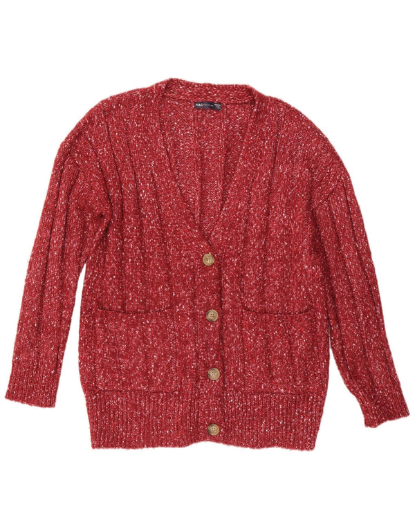Marks & Spencer Womens Oversized Cardigan Sweater UK 14 Medium Red Flecked