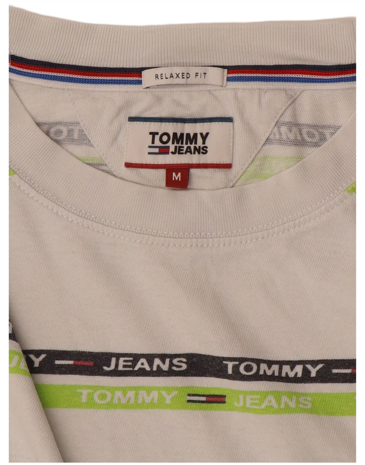 Tommy Hilfiger Mens Relaxed Fit Graphic T-Shirt Top Medium White Striped