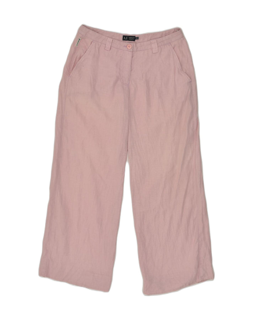 ARMANI Womens Straight Casual Trousers US 10 Large W31 L29 Pink Linen | Vintage Armani | Thrift | Second-Hand Armani | Used Clothing | Messina Hembry 