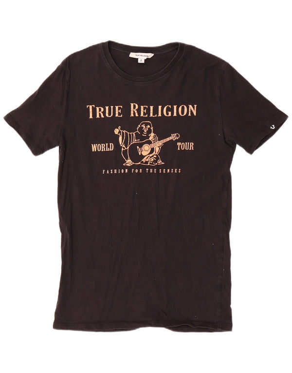 True Religion Mens Graphic T-Shirt Top Small Black Cotton