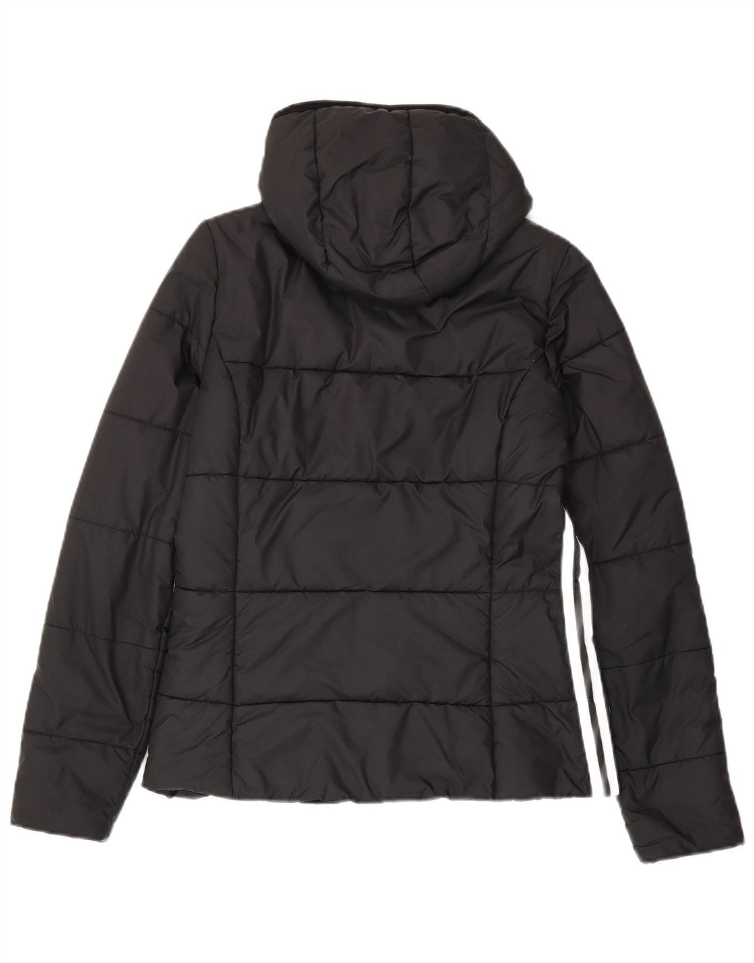 ADIDAS Womens Hooded Padded Jacket UK 12 Medium Black Polyester