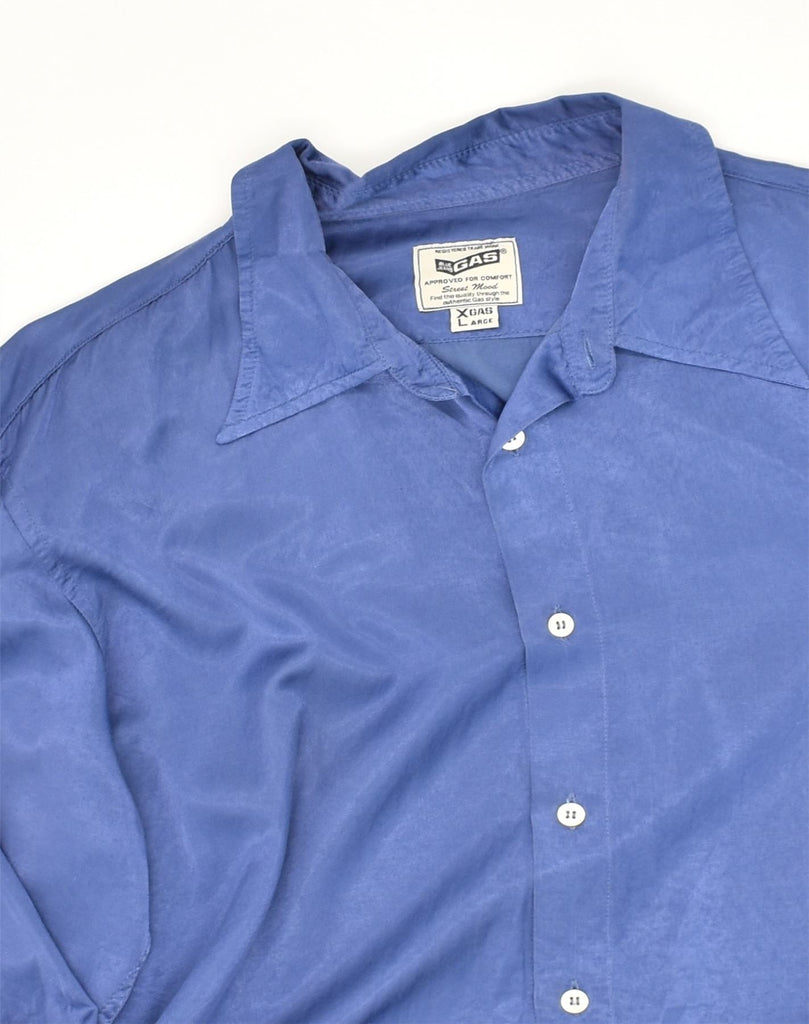 GAS Mens Shirt Large Blue Cotton | Vintage Gas | Thrift | Second-Hand Gas | Used Clothing | Messina Hembry 