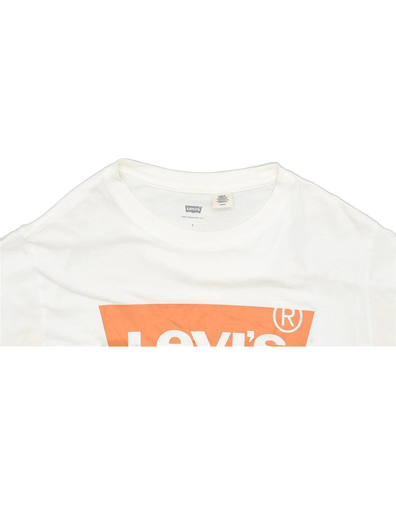 LEVI'S Womens Oversized Graphic T-Shirt Top UK 10 Small White | Vintage | Thrift | Second-Hand | Used Clothing | Messina Hembry 