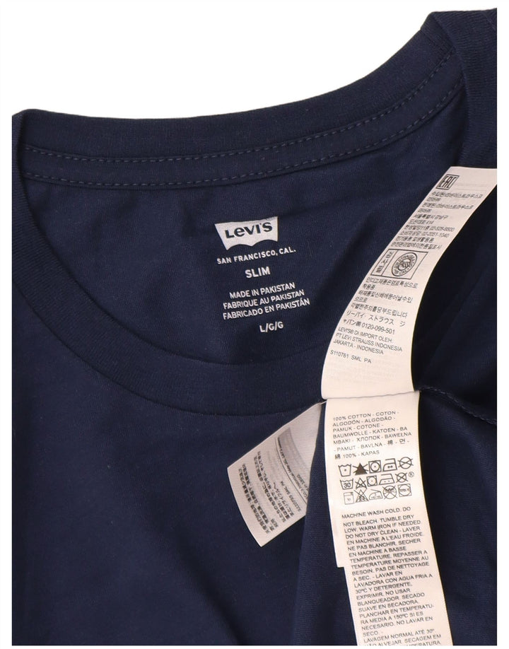 Levi's Mens Slim T-Shirt Top Large Navy Blue Cotton