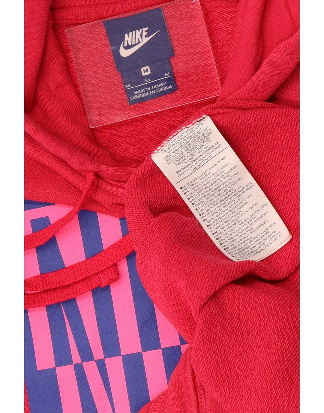 NIKE Mens Graphic Hoodie Jumper Medium Pink Cotton
