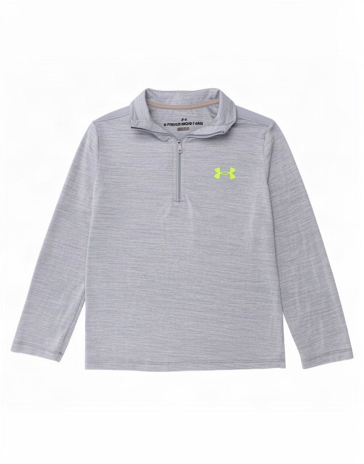 Under Armour Boys Zip Neck Pullover Tracksuit Top 6-7 Years Blue Flecked