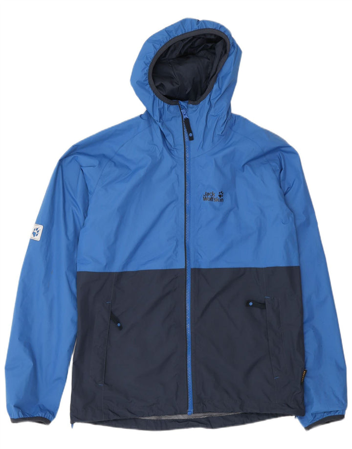 Jack Wolfskin Boys Rain Jacket 15-16 Years Blue Colourblock Polyamide
